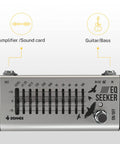 Front view of 10 Band Graphic EQ Pedal For Guitar And Bass True Bypass Design Compact EQ Seeker with sliders for precise tone shaping.