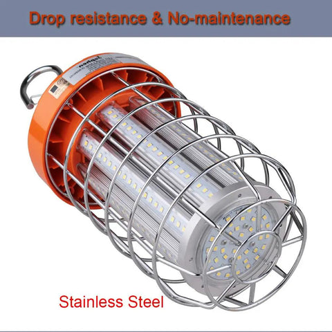 60W LED Work Light With 8400 Lumens, 5000K Daylight Output, stainless steel safety guard, portable design with hook