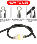 Installation guide for Dirt Bike Gas Line With Filter For GY6 50cc 70cc 90cc 110cc 125cc 150cc Engines showing clamps and hose