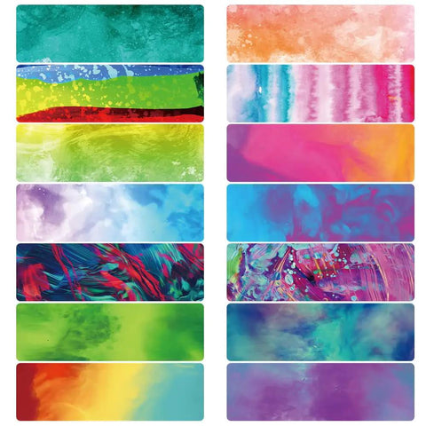 Multicolored Pre Ed Sublimation Transfer Sheets For DIY Shirts Mugs And Coasters, 14 Pcs 4.5x12 Inches Seamless Paper Displayed