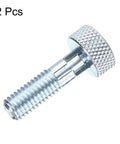 Built Tough M8x1.25 Spring Plunger With Knurled Grip Handle And 4mm Detent Pin Chrome Plated Rust Resistant Carbon Steel Quick Release Tool Hardware Two Pack viewed at an angle