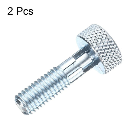 Built Tough M8x1.25 Spring Plunger With Knurled Grip Handle And 4mm Detent Pin Chrome Plated Rust Resistant Carbon Steel Quick Release Tool Hardware Two Pack viewed at an angle