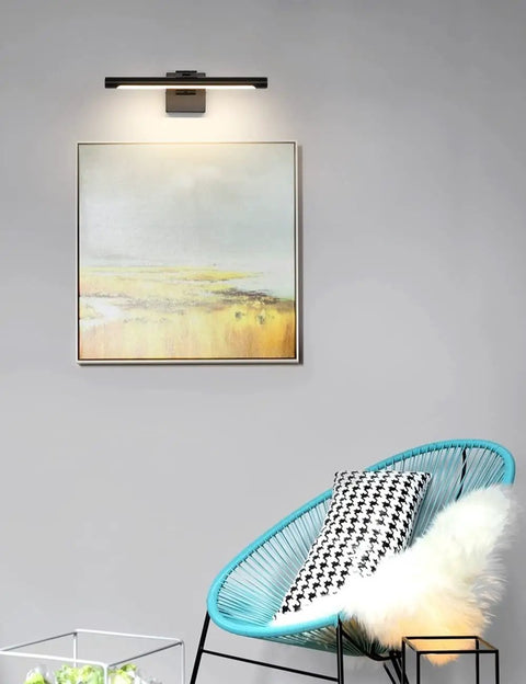 Sleek 16.53 Inch LED Picture Light For Paintings, Black Wall Lamp With Rotatable Light Tube, illuminating artwork
