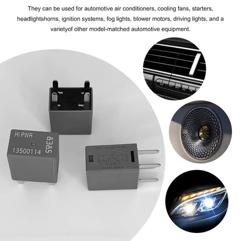 Top Shelf 2 Pack 4 Pin Car Ac Standard Cooling Relay 12V 40A Heavy Duty High Power Switch shown from multiple angles.