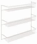 Top Shelf 3 Tier Wall Mounted Metal Rack For Kitchen Pantry Organization Keeps Your Space Slick With Rock Solid Storage For Cans Cleaners And Toiletries In A Clean White Build, 3 shelves, wireframe.