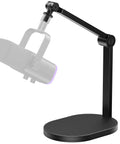 Heavy Duty Studio Mic Arm Stand For Desktop With Solid Steel Base, Supports Up To 2.64 Lbs, shown in black with adjustable arm
