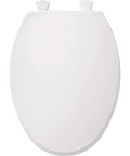 Elongated Plastic Toilet Seat With Easy Clean And Change Hinges, Four Color Matched Bumpers, Solid Plastic Construction, Non Corrosive Bolts And Wing Nuts, Fits All Elongated Toilets For Residential Use, top view