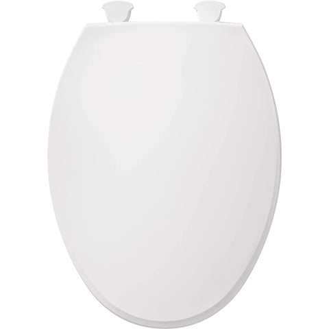 Elongated Plastic Toilet Seat With Easy Clean And Change Hinges, Four Color Matched Bumpers, Solid Plastic Construction, Non Corrosive Bolts And Wing Nuts, Fits All Elongated Toilets For Residential Use, top view
