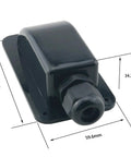 Weatherproof ABS Solar Rugged All Terrain Tough Cable Entry Gland Bent Connector For Caravan RV Marine Boat Yacht Rooftop Installations IP68 Waterproof Outdoor Use Black with dimensions shown and black finish