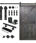 Spruce Barn Door 42 In By 84 In Deep Gray Finish With 8 Foot Sliding Hardware Kit Solid Wood for study office living room.