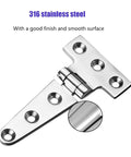 Self Closing Reversible Door Hinge For Marine Use, Heavy Duty T Hinge, Stainless Steel With Screws, Smooth Sliding Bearing