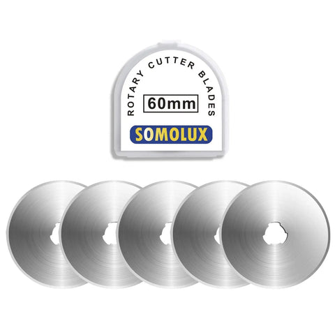 Pro Grade 60mm Rotary Blades Replacement 5 Pack For OLFA Fiskars TrueCut DAFA Cutters with Japanese steel blades