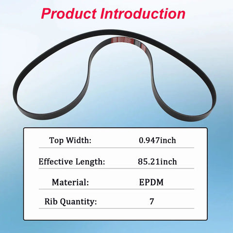 Heavy Duty L4 Engine Serpentine Drive Belt For 2006 2011 Honda Civic 1.8 Liter, EPDM, 85.21in long, 0.947in wide, 7 ribs.