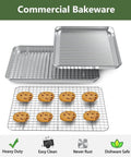 Sturdy Stainless Steel Baking Sheet With Rack Set, 2 Pans And 2 Racks, ideal for baking cookies, rust free, heavy duty