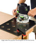 Operator using Nailed Your Gridwork Projects With This Top Shelf USA Made Woodworking Hole Boring Jig on a flat surface.