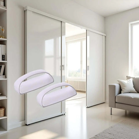 Two Pack White Adhesive Handles Self Stick Wardrobe Cabinet Drawer Pulls No Drill Easy Install For Glass Windows Sliding Doors