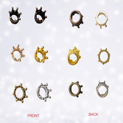 120 Pcs Mini Crown Charms 3D Alloy King Crown Beads Bulk Large Hole Spacer Beads For Jewelry Making DIY Craft Bracelet Necklace Supplies
