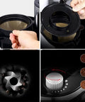 Solid Bean To Cup Coffee Machine Automatic Espresso Brewer showing integrated grinder and filter basket for easy brewing.