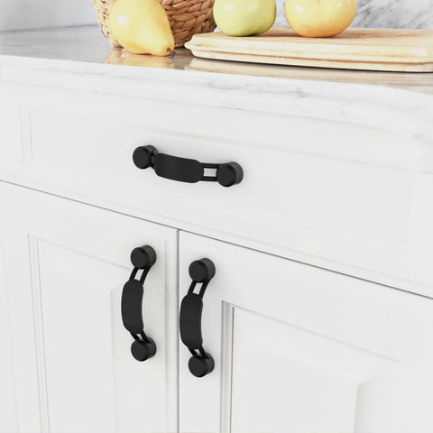 black metal dresser handles Matte Black Cabinet Handles 10-Pack for Modern Kitchens