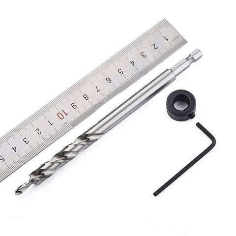 Two Pack Three Eighths Inch Pocket Hole Drill Bit Set With HSS Twist Step And Depth Stop Collar with ruler and wrench