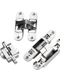 2Pcs 180 Degree Concealed Cross Door Hinges Zinc Alloy Invisible Hinge For Gate Door Cupboard Furniture Hardware Set Left 95x23 Built Tough