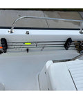 Heavy Duty Steel Fishing Rod Storage Rack Wall Mount Holder For Three Four Or Six Rods with Foam Inserts, mounted on boat