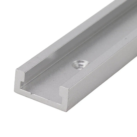 Close-up of Heavy Duty Aluminum T Track Miter Jig for Woodworking and CNC Projects with saws routers and fences precise alignment guide