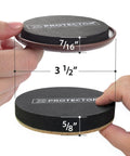 16 Piece Heavy Duty Furniture Sliders For Carpet And Hardwood Floors Floor Protectors Move Couches Like Smoke No Sweat 3 Inch Glide Pads Movers Scratch Shield shown in hand with dimensions.