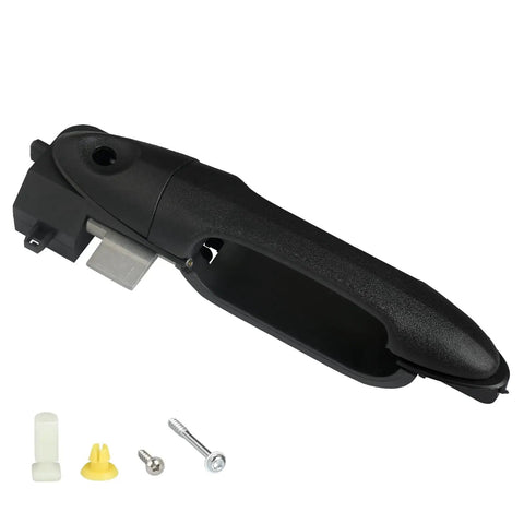 No Hassle Straight Swap Exterior Door Handle Repair Kit For 2000-2007 Ford Focus Driver Side with textured black finish and mounting hardware.