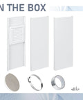 4 Inch Dryer Vent Window Kit With Louvered Cover And Adjustable Window Panels, insulation tape, hose clamp, screws, foam seal