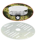 Aluminum Alloy 4WD Robot Car Chassis Base Plate 10.04 By 5.91 Inch Round Platform in grass with slotted design.
