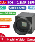 Industrial GigE Camera With Global Shutter 1.3MP One Half Inch Sensor 1280x1024 Resolution At 91 FPS C Mount Lens For Machine Vision