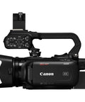 XA60 4K UHD Camcorder with 20x Optical Zoom, UVC Livestreaming, Dual SD Slots, Optical Stabilization, side view showing controls