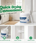 White Touch Up Paste With Brush Kicks Scratches To The Curb Fast Furniture And Wall Repair Putty on a countertop, includes brush.