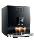 Top Shelf Automatic Coffee Machine In Sleek Piano Black Featuring Fresh Aroma Grinder PEP Brew Tech with two espresso cups.