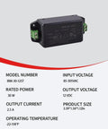 Workhorse 12 Volt 2.5 Amp 30 Watt Din Rail Power Supply featuring compact design and flame-resistant casing.