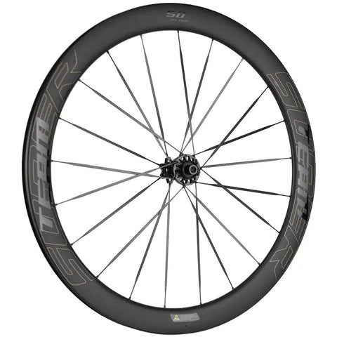 Ultra Light Carbon Road Disc Wheelset With Tubeless Setup And Carbon Spokes, Smooth Ratchet System Hub, Front View