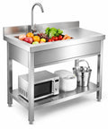 Heavy Duty Utility Sink With Freestanding Design, Single Bowl And Built In Workbench, NSF Certified SUS304 Stainless Steel