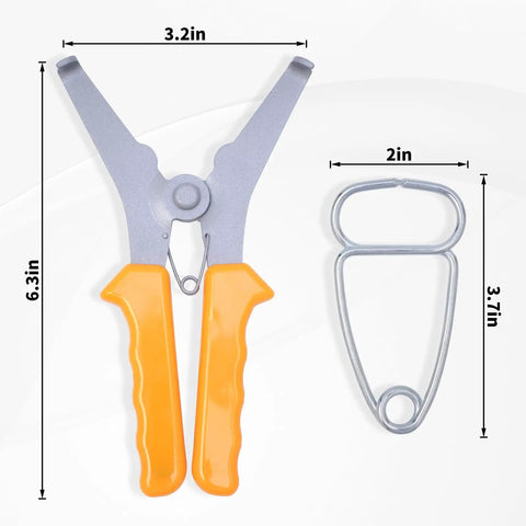 14 Piece Miter Spring Pliers Kit with 1 miter spring pliers and 1 storage ring, dimensions labeled, for frames and composite material joints.
