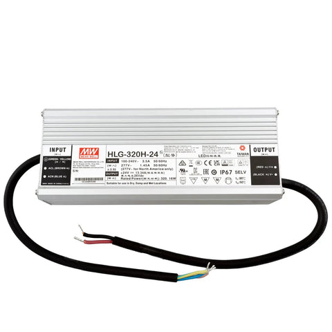 320W 24V DC LED Driver And Power Supply With Dual CV And CC Output, IP67 Waterproof, UL Recognized, 90-305VAC Input, heavy-duty build
