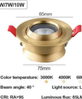 8 Pack 3 Inch Recessed Downlights With Slick Brass Baffle Trim And Heavy Duty Copper Housing Pro Level COB Can Lights showing a compact LED fixture.