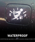 Installed Waterproof Funny Gas Gauge Car Sticker, Hilarious Gas Tank Vinyl Decal With Little Man Tugging The Needle, White Durable Vinyl