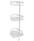 Three Tier Corner Shower Shelf Wall Mount Organizer With Drainage Design Aluminum Rack For Shower Toilet And Kitchen Hollow Carved Base Drains Fast Includes Hardware Kit, silver