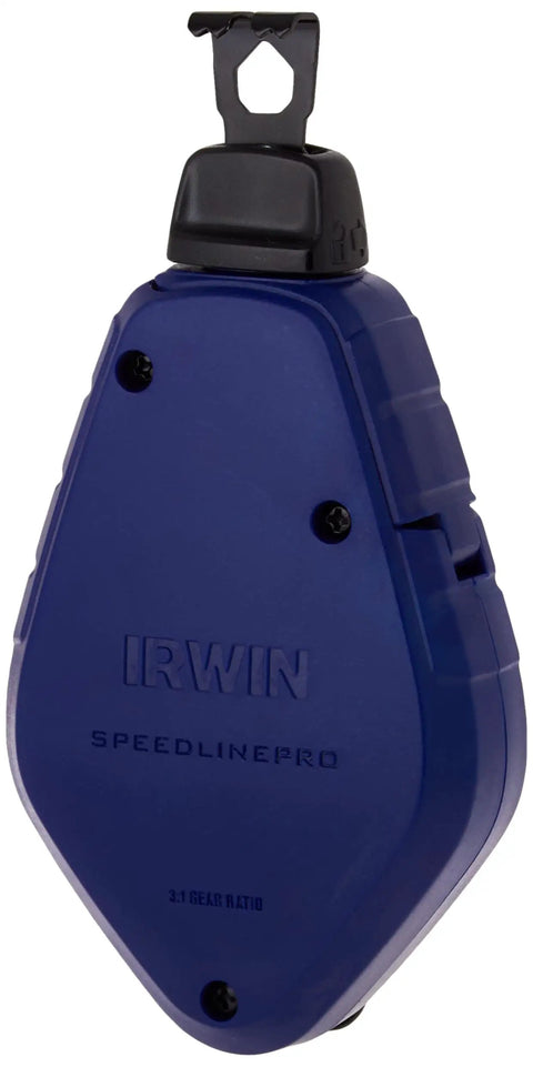 Strait-Line Speedline Pro Chalk Reel 100 Ft Heavy-Duty Hi-Tensile Line With Easy Fill And Lock Top shown in blue casing