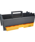 Heavy Duty Tool Tote With Hidden Full Length Drawer And Deep Compartments, Rust Resistant Plastic Toolbox, 15 Inch L By 9.25 Inch W By 7 Inch H