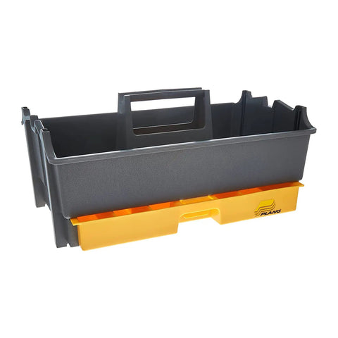 Heavy Duty Tool Tote With Hidden Full Length Drawer And Deep Compartments, Rust Resistant Plastic Toolbox, 15 Inch L By 9.25 Inch W By 7 Inch H