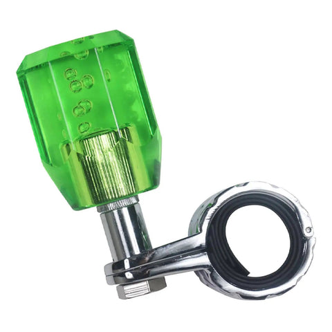 Green Acrylic Crystal Steering Wheel Spinner Knob With Aluminum Power Handle, Quick U Turn Helper for cars and trucks