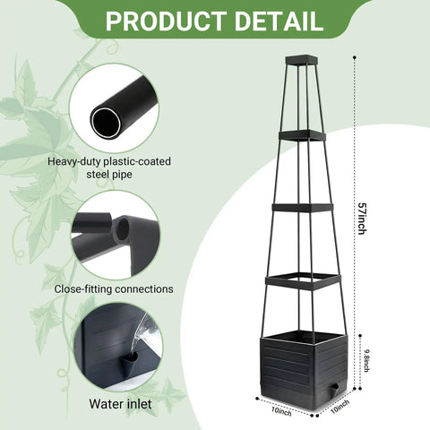 Two Pack Tomato Planter With Trellis 57 Inch Self Watering Raised Garden Bed For Climbing Veggies And Tomatoes Indoor Outdoor Cages