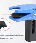 Universal Brake Line Clamp Kit For Most Cars, 4 Piece Set Auto Brake Line Plug Tool, No Spill Oil Safe Design, close-up of blue clamp