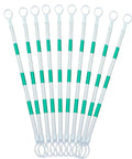 Heavy Hitter Retractable Traffic Cone Barrier 10 Pack Expandable safety barricades with green and white connecting rods.